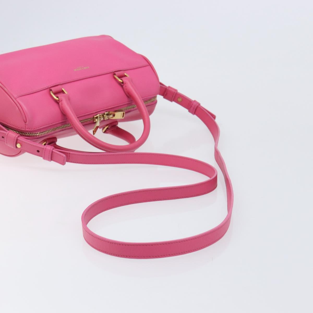 SAINT LAURENT Baby Duffel Hand Bag Leather 2way Pink Gold Auth BA15793V