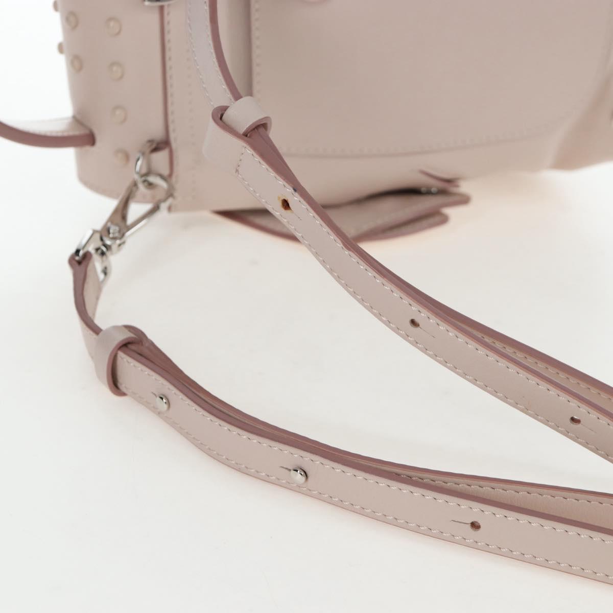 TOD'S Wave Line Backpack Leather Pink Silver Auth BA15794A