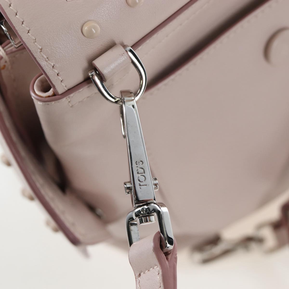 TOD'S Wave Line Backpack Leather Pink Silver Auth BA15794A
