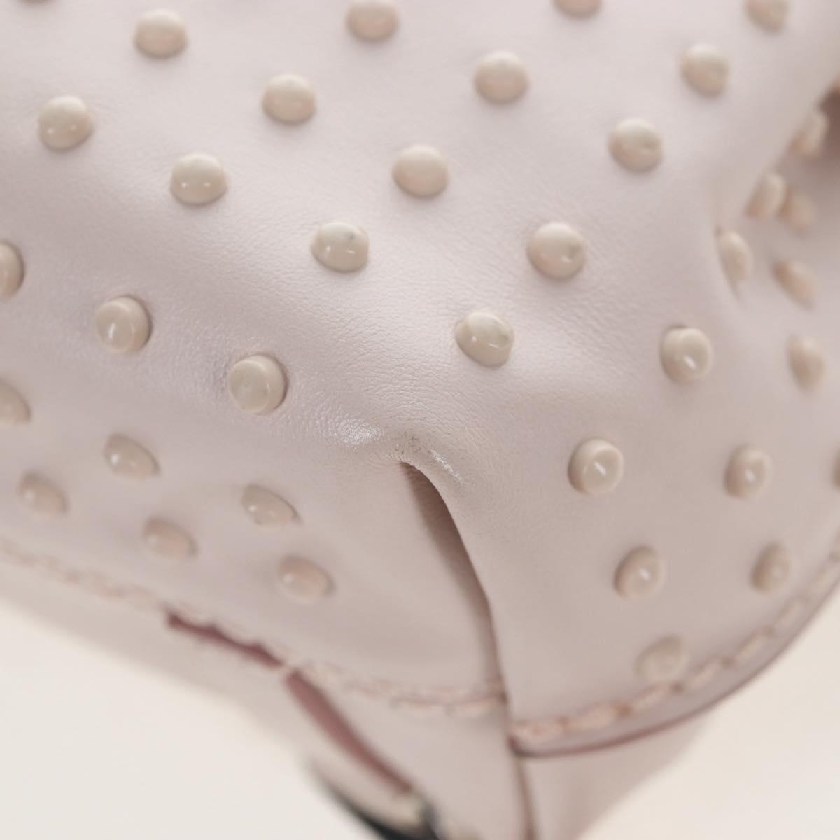 TOD'S Wave Line Backpack Leather Pink Silver Auth BA15794A