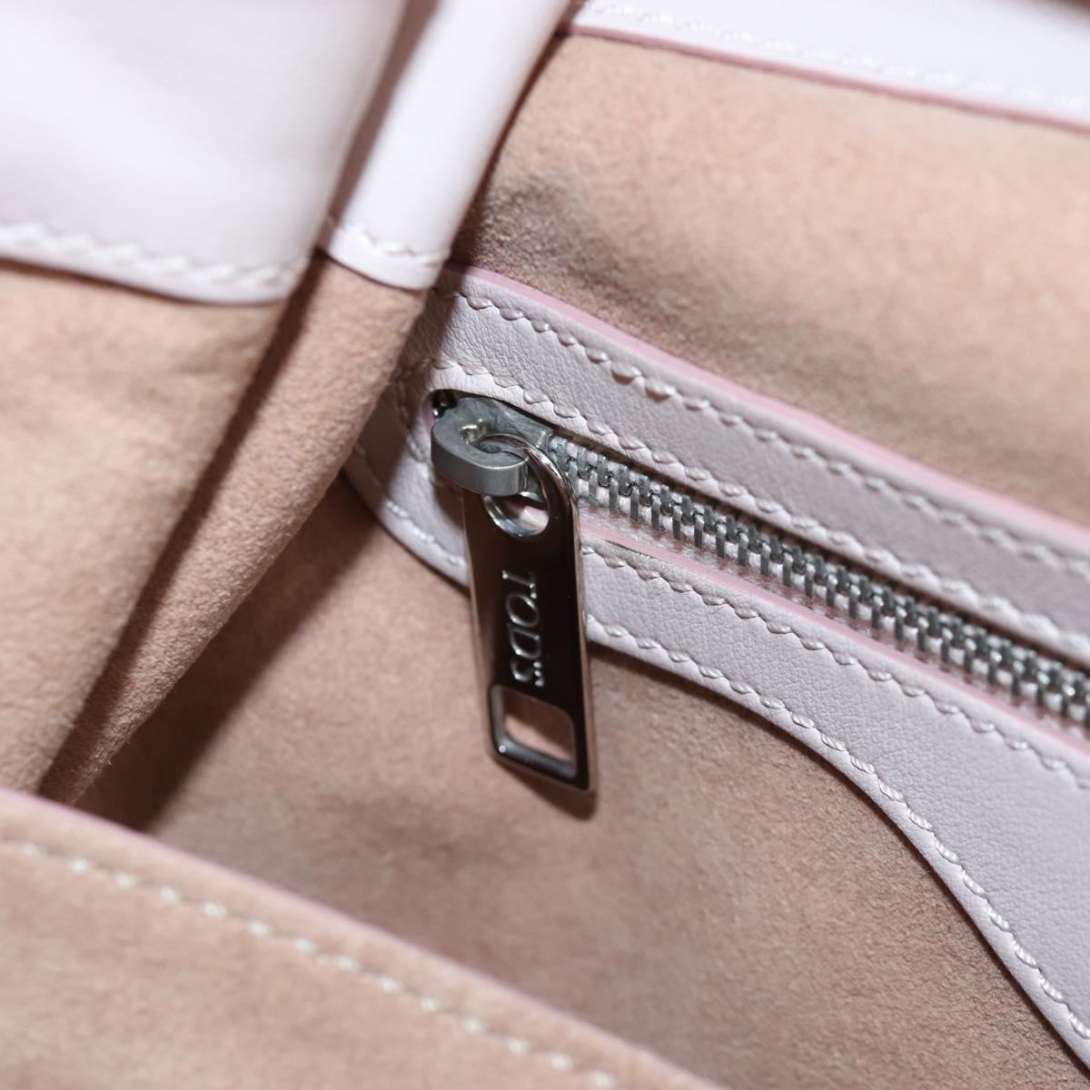 TOD'S Wave Line Backpack Leather Pink Silver Auth BA15794A