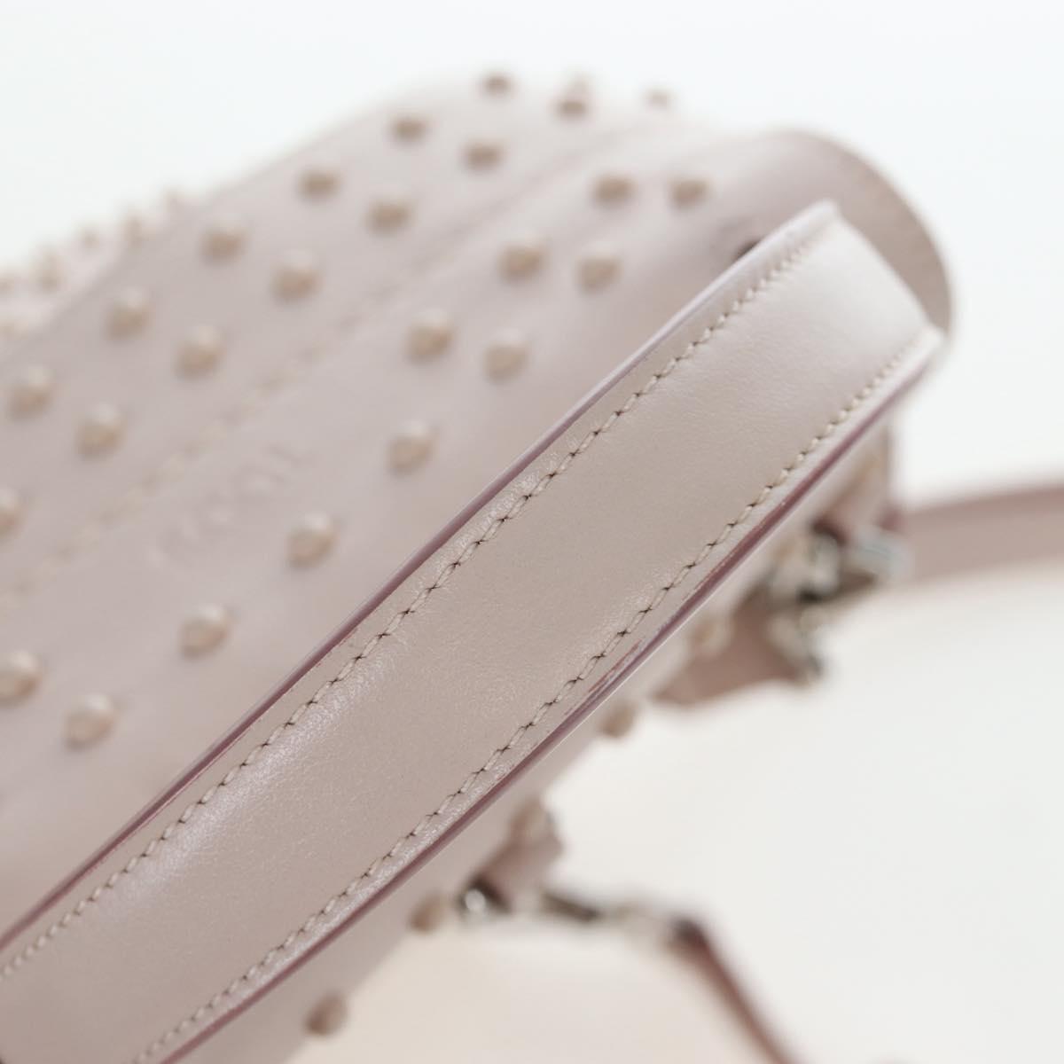 TOD'S Wave Line Backpack Leather Pink Silver Auth BA15794A