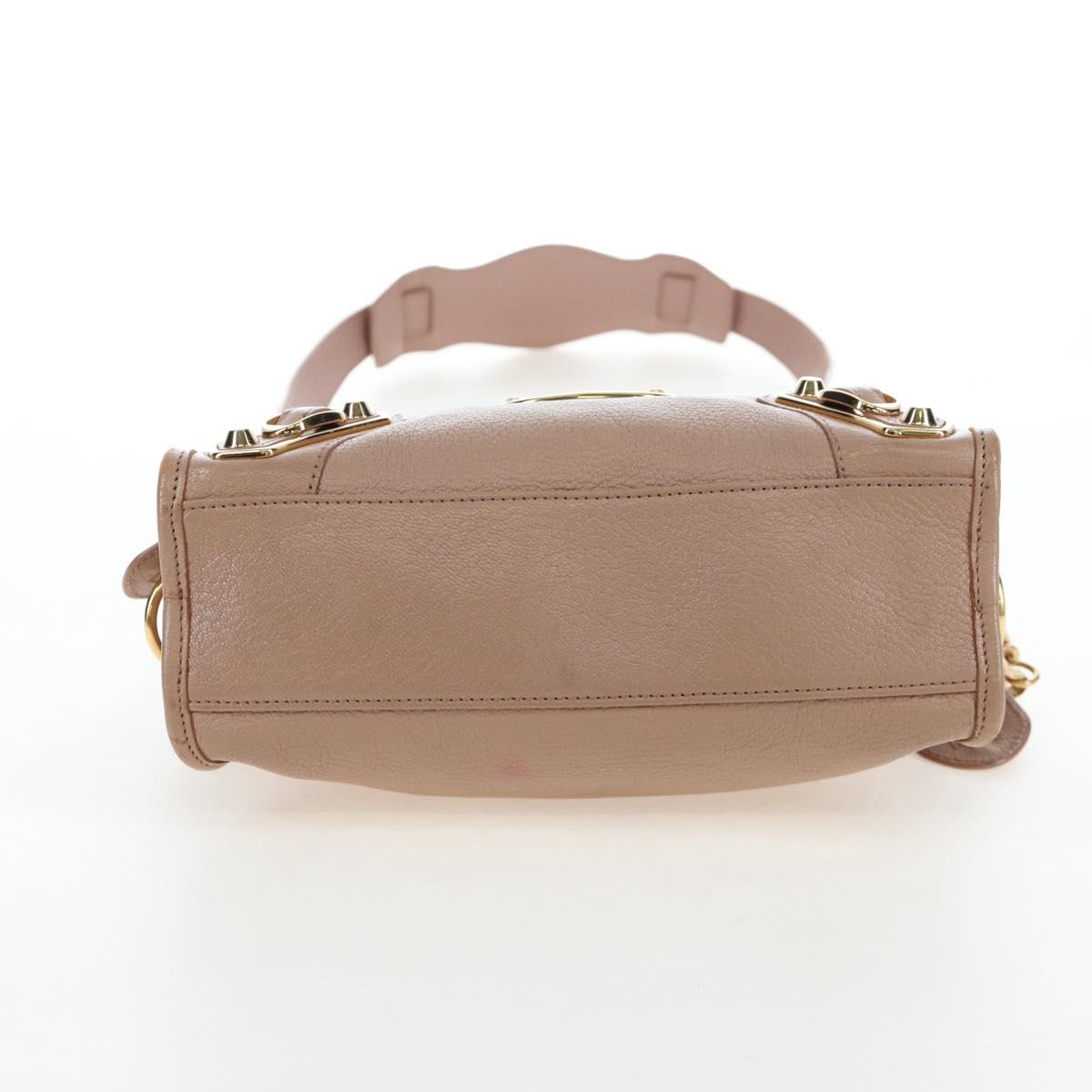 BALENCIAGA Classic Metal Edge City Leather 2way Beige Gold 390160 Auth BA15796M