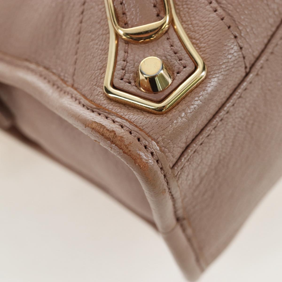 BALENCIAGA Classic Metal Edge City Leather 2way Beige Gold 390160 Auth BA15796M