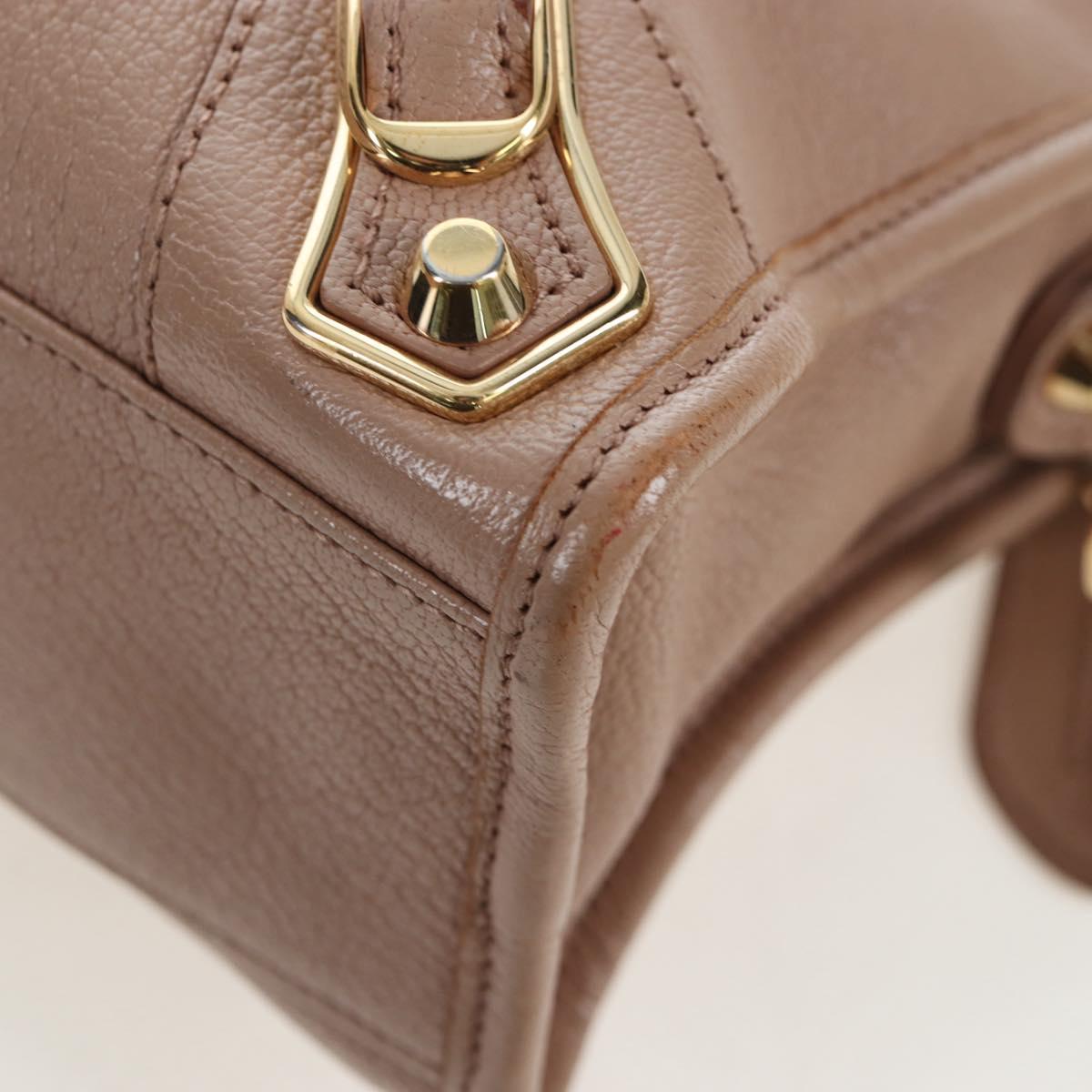 BALENCIAGA Classic Metal Edge City Leather 2way Beige Gold 390160 Auth BA15796M