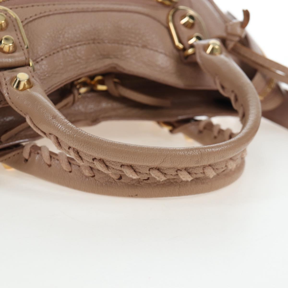 BALENCIAGA Classic Metal Edge City Leather 2way Beige Gold 390160 Auth BA15796M