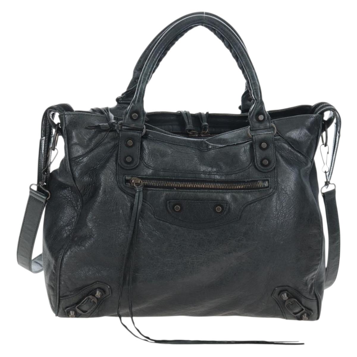 BALENCIAGA Classic Vero Hand Bag Leather 2way Black 235216 Auth BA15797V