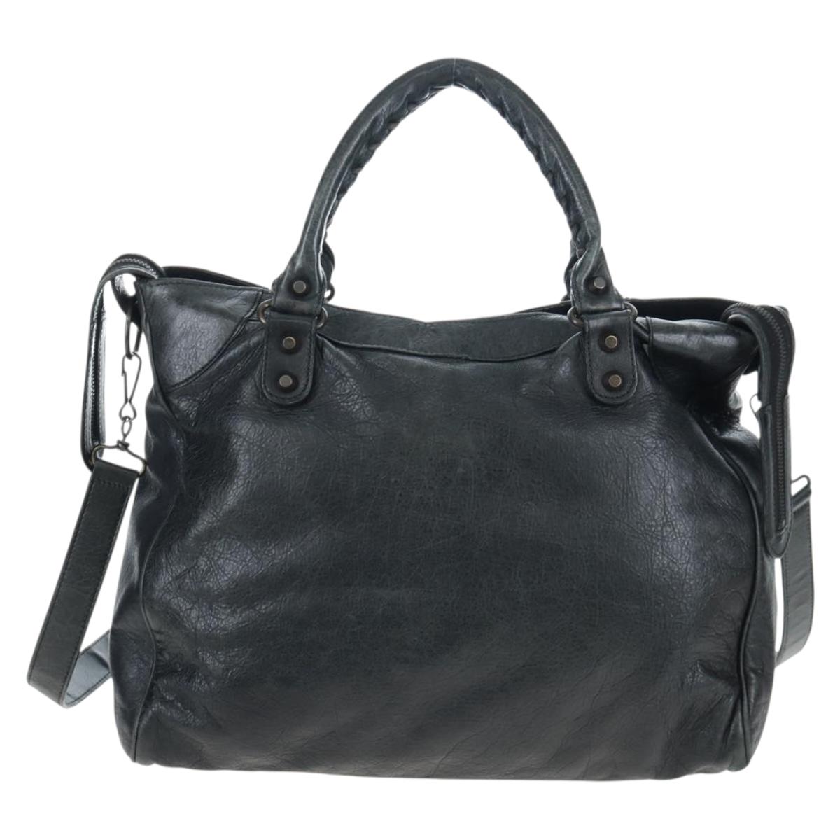 BALENCIAGA Classic Vero Hand Bag Leather 2way Black 235216 Auth BA15797V