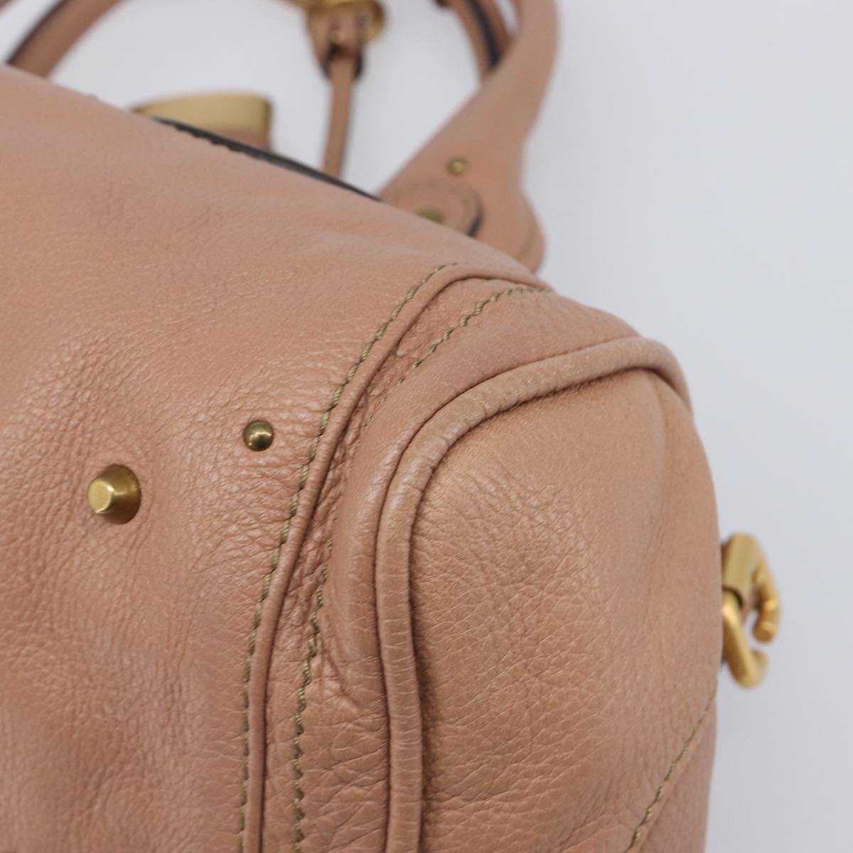 Chloe Paddington Hand Bag Leather Beige Gold Silver Auth BA15798V