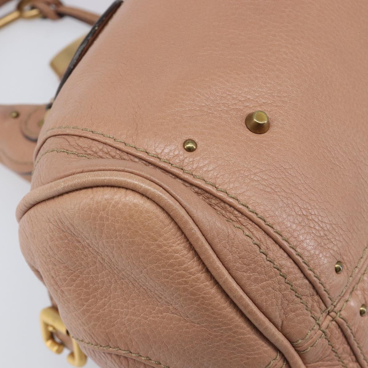 Chloe Paddington Hand Bag Leather Beige Gold Silver Auth BA15798V