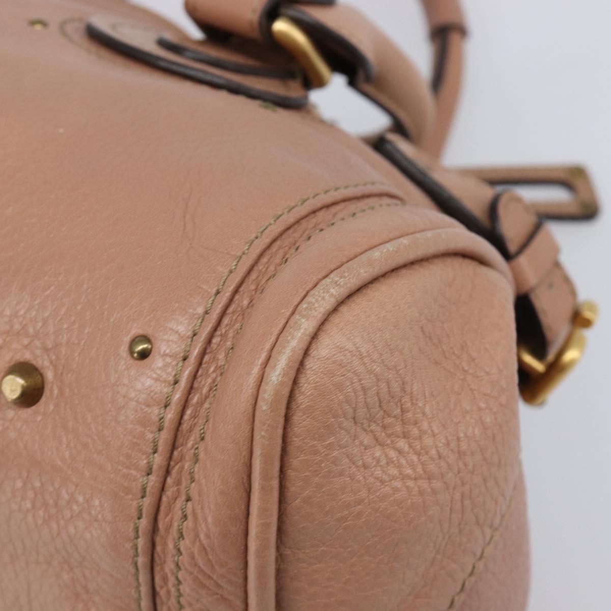 Chloe Paddington Hand Bag Leather Beige Gold Silver Auth BA15798V