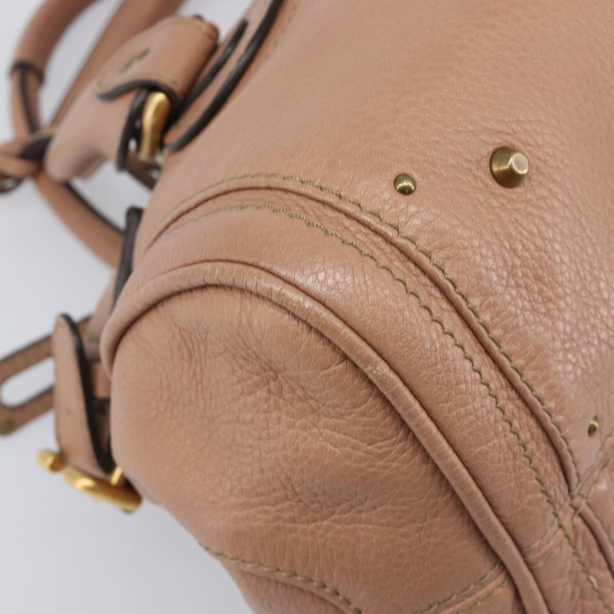 Chloe Paddington Hand Bag Leather Beige Gold Silver Auth BA15798V