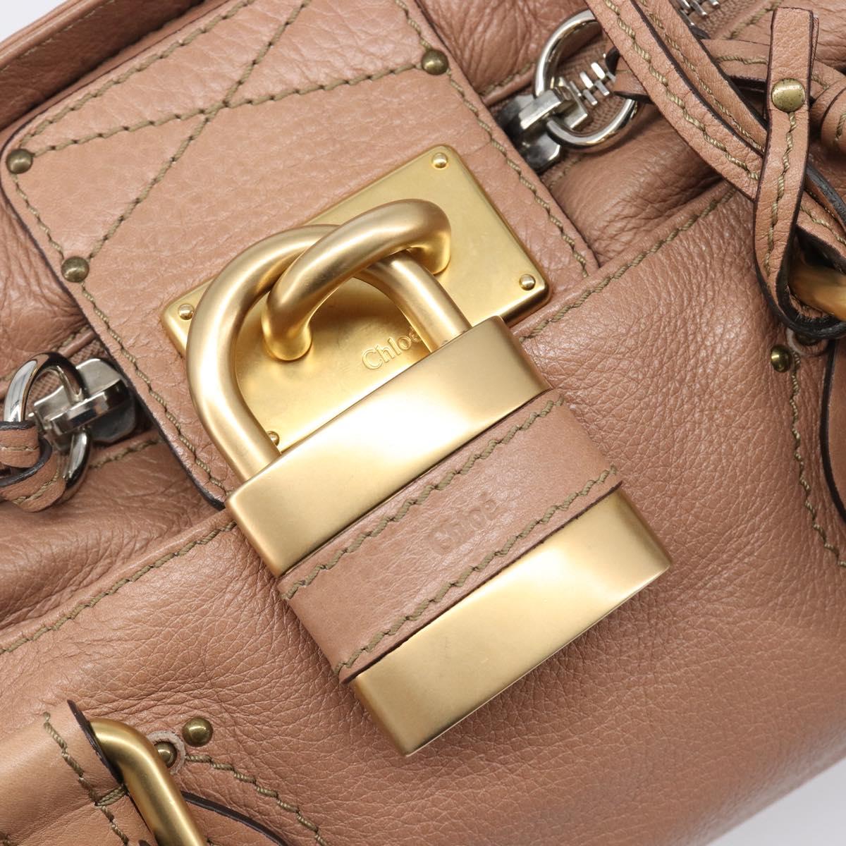Chloe Paddington Hand Bag Leather Beige Gold Silver Auth BA15798V