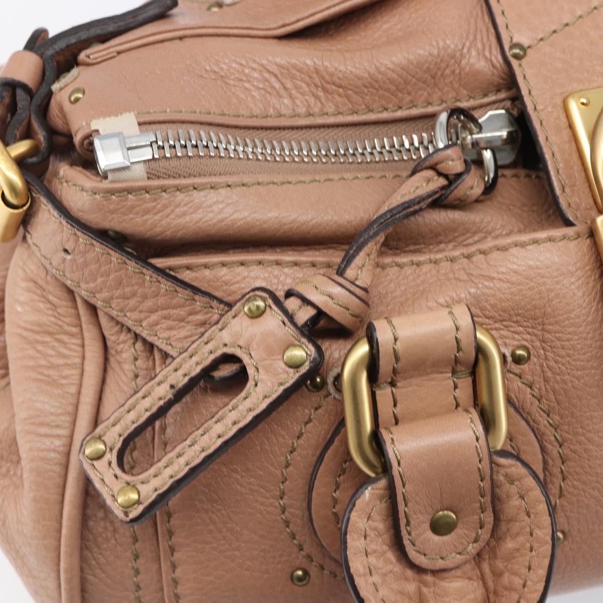 Chloe Paddington Hand Bag Leather Beige Gold Silver Auth BA15798V