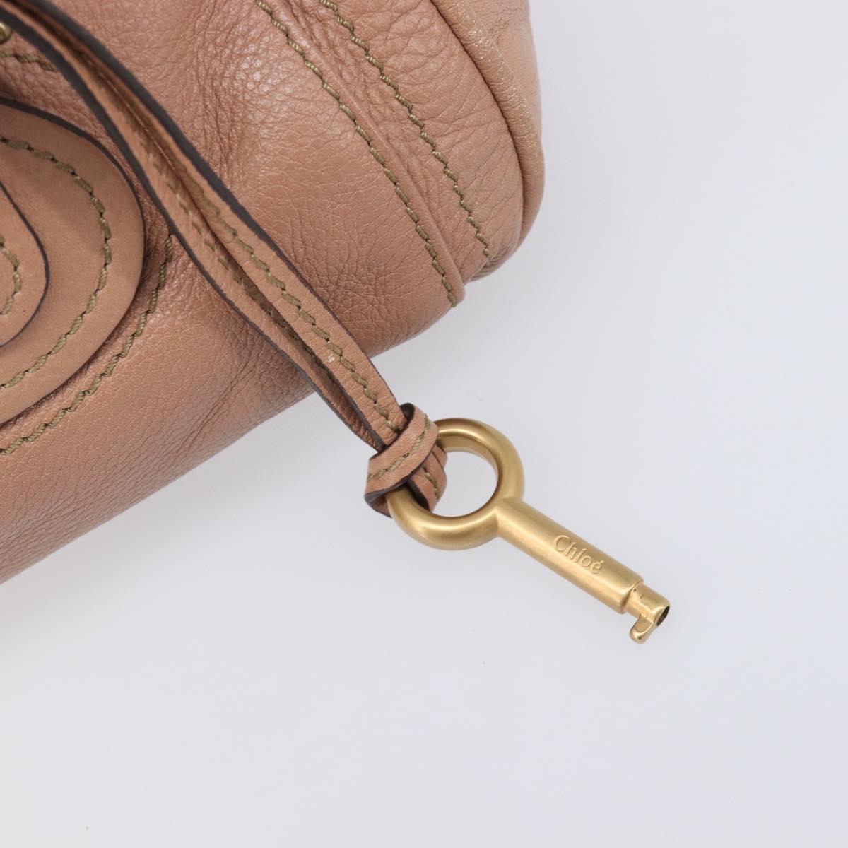 Chloe Paddington Hand Bag Leather Beige Gold Silver Auth BA15798V