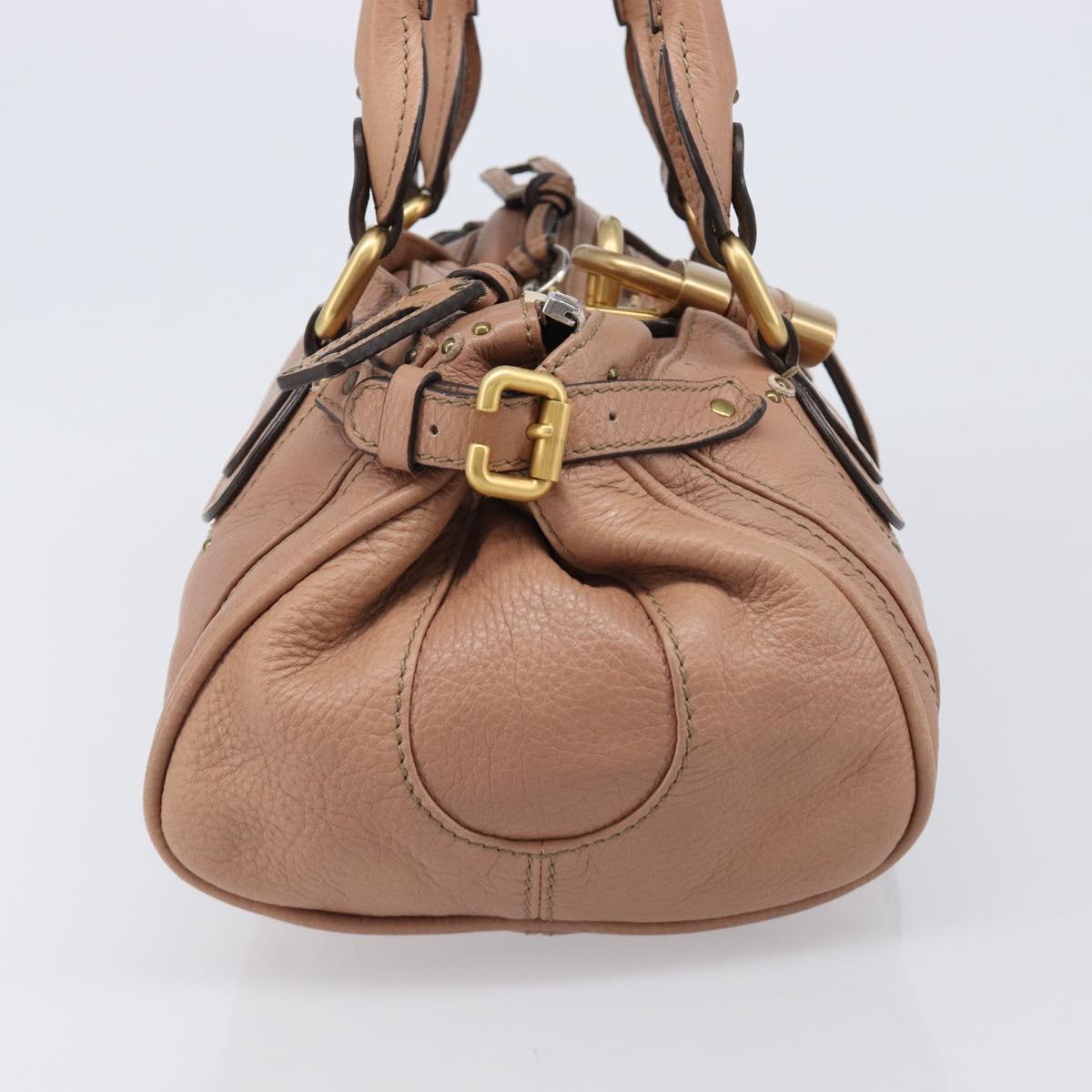 Chloe Paddington Hand Bag Leather Beige Gold Silver Auth BA15798V