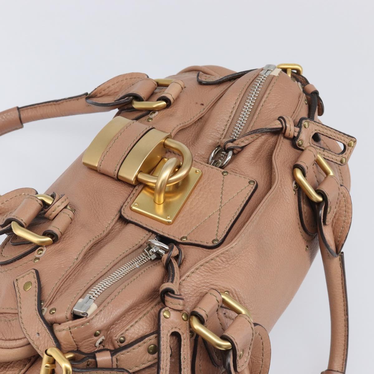 Chloe Paddington Hand Bag Leather Beige Gold Silver Auth BA15798V