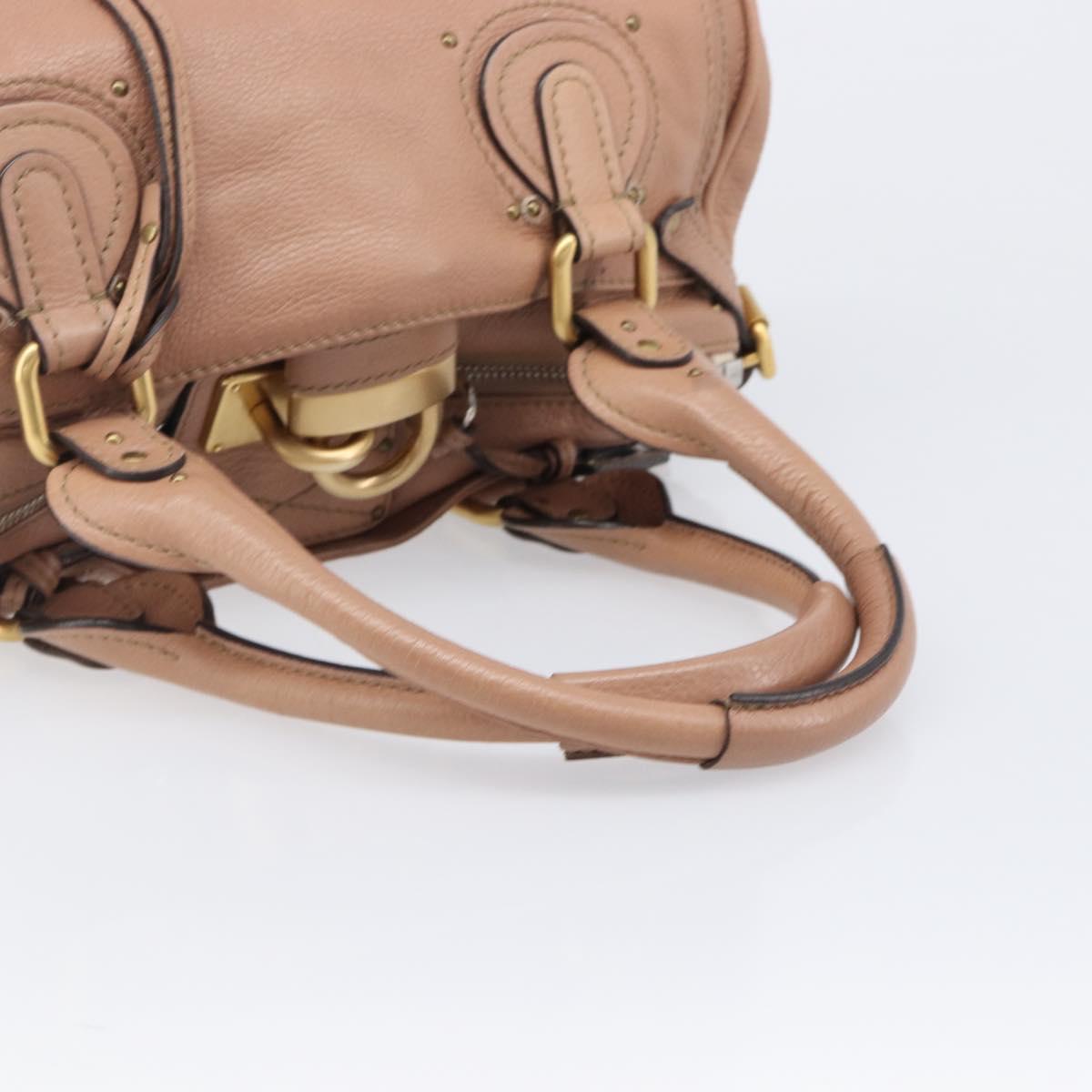 Chloe Paddington Hand Bag Leather Beige Gold Silver Auth BA15798V