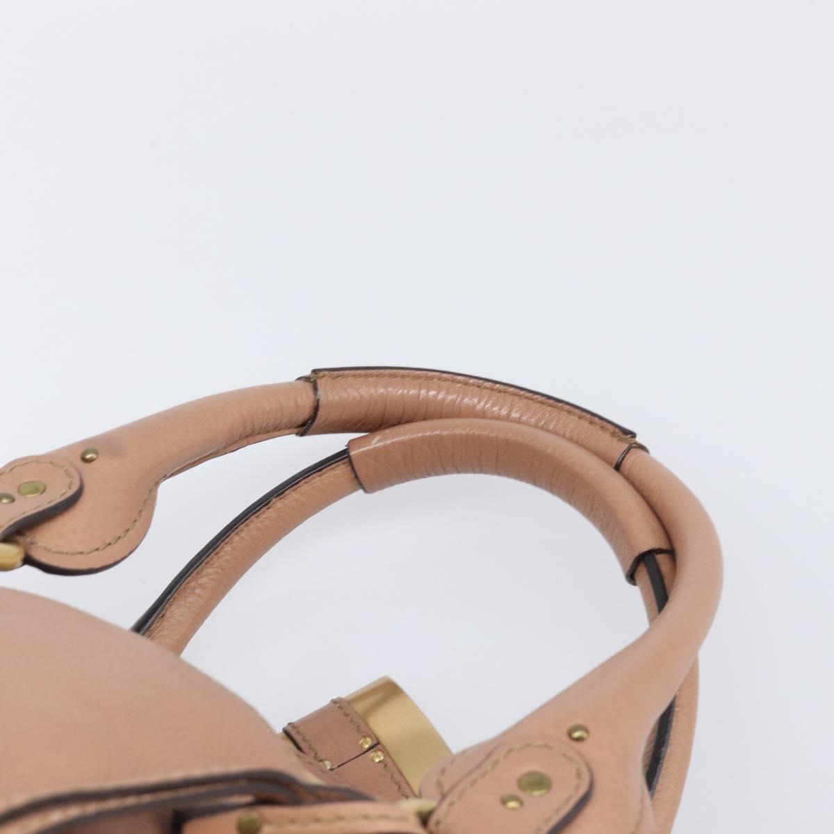 Chloe Paddington Hand Bag Leather Beige Gold Silver Auth BA15798V