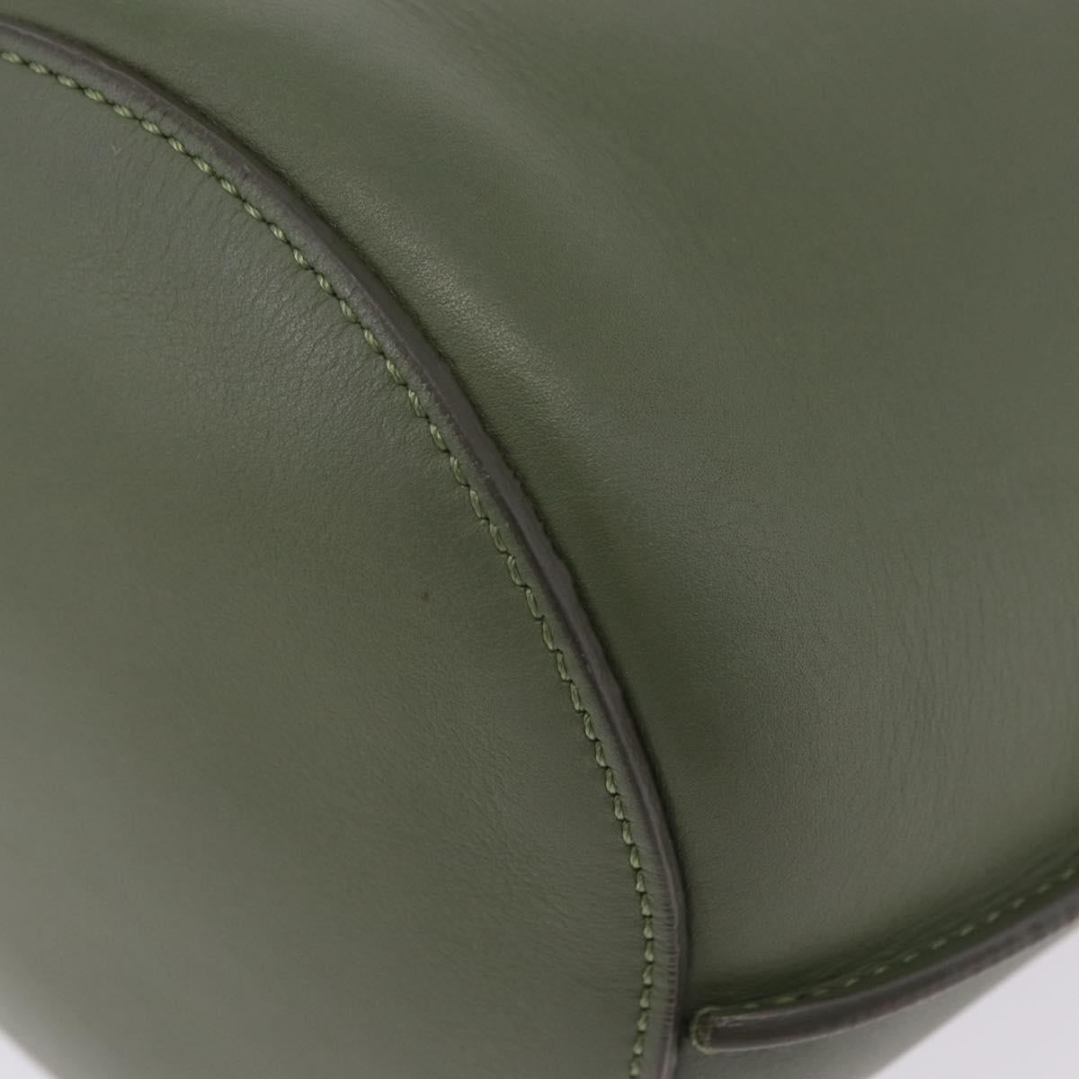 CELINE Big Bag Bucket Hand Bag Leather 2way Green Silver Auth BA15799V