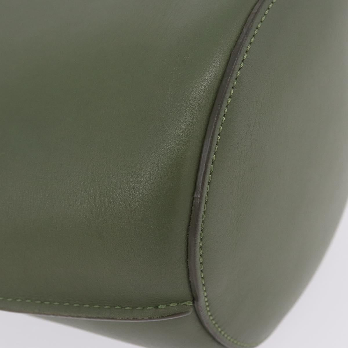 CELINE Big Bag Bucket Hand Bag Leather 2way Green Silver Auth BA15799V