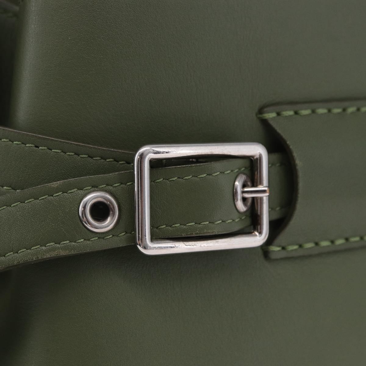 CELINE Big Bag Bucket Hand Bag Leather 2way Green Silver Auth BA15799V