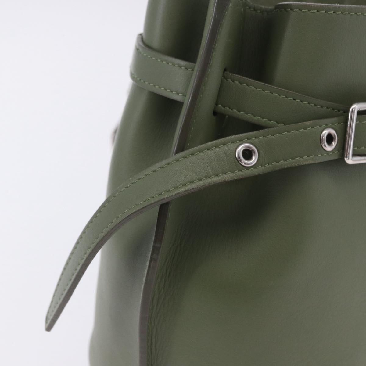 CELINE Big Bag Bucket Hand Bag Leather 2way Green Silver Auth BA15799V