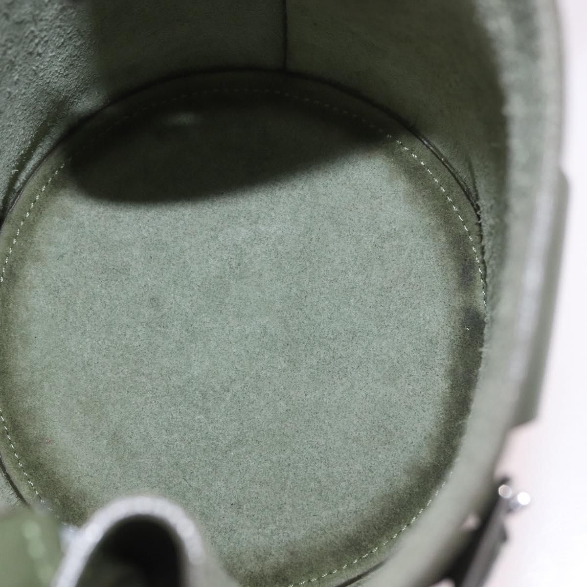 CELINE Big Bag Bucket Hand Bag Leather 2way Green Silver Auth BA15799V