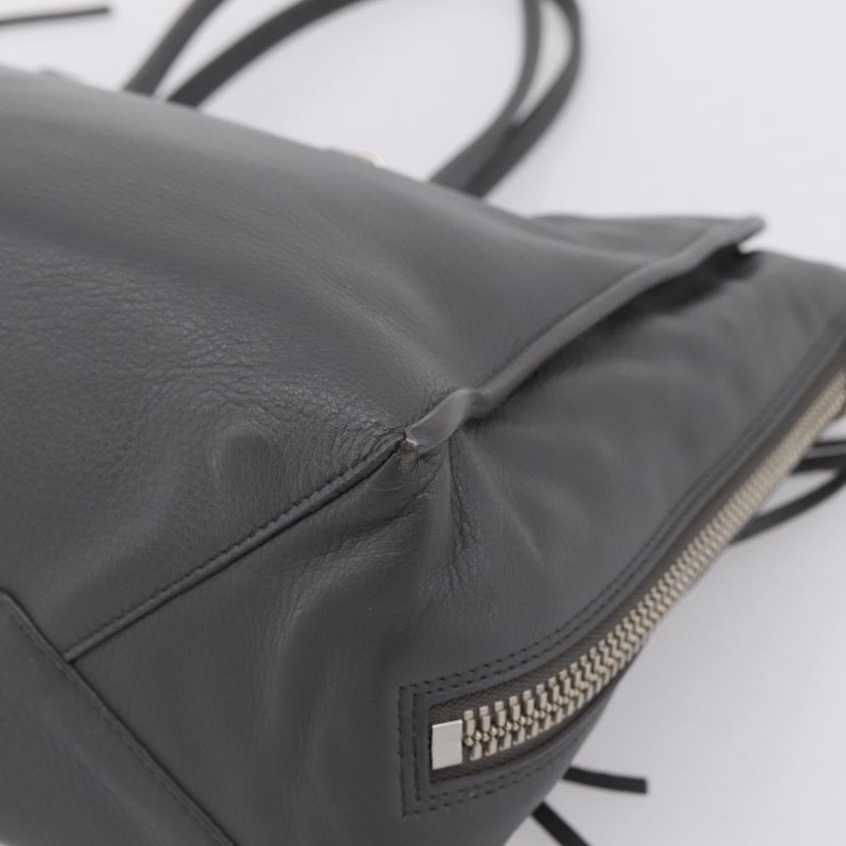 BALENCIAGA Paper B4 Hand Bag Leather Gray Silver 432596 Auth BA15802V