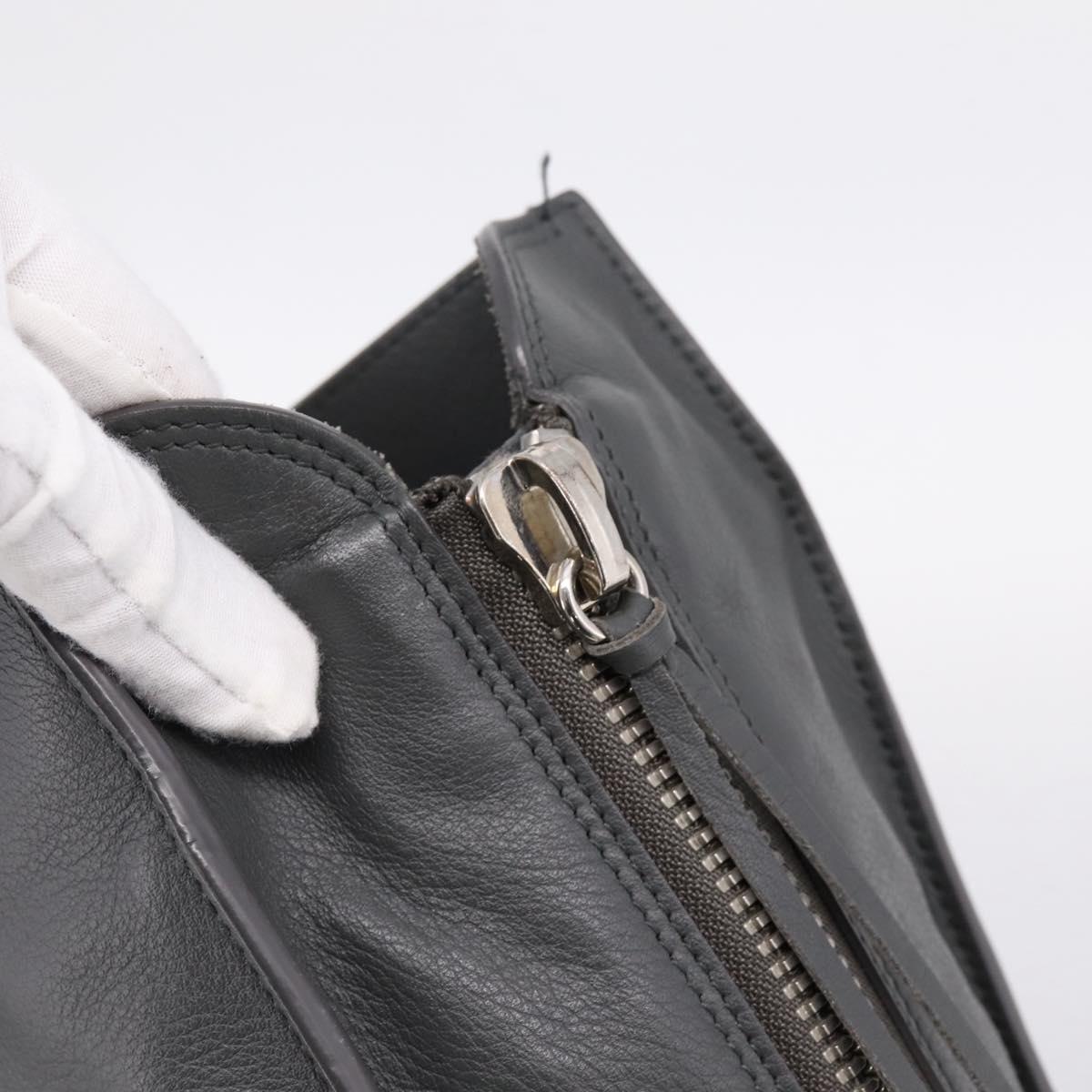 BALENCIAGA Paper B4 Hand Bag Leather Gray Silver 432596 Auth BA15802V
