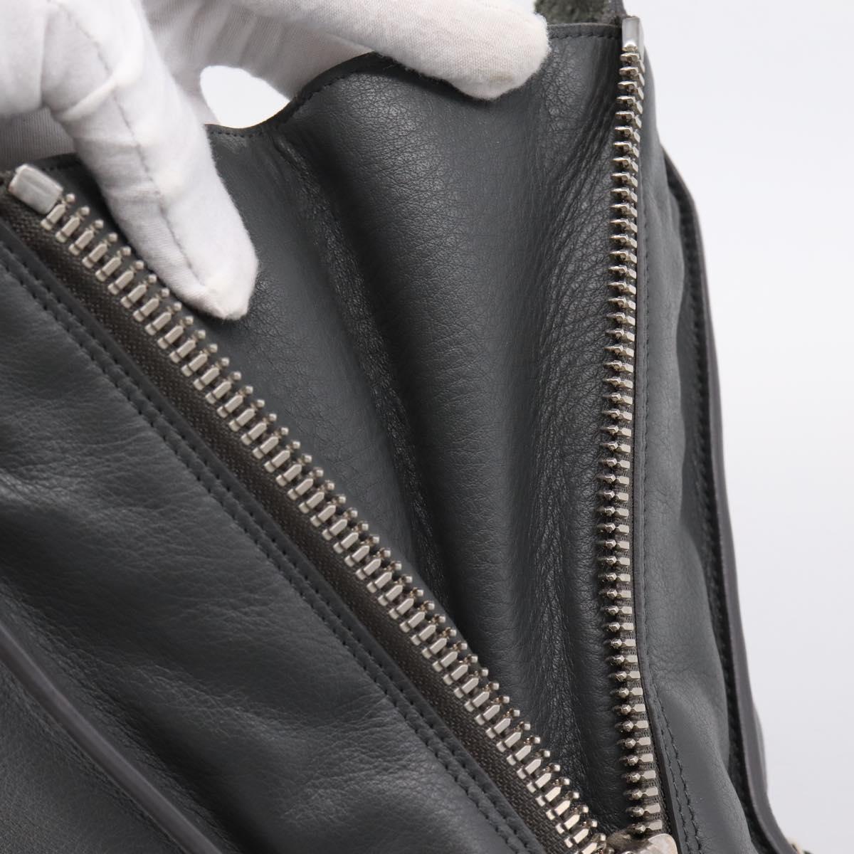 BALENCIAGA Paper B4 Hand Bag Leather Gray Silver 432596 Auth BA15802V