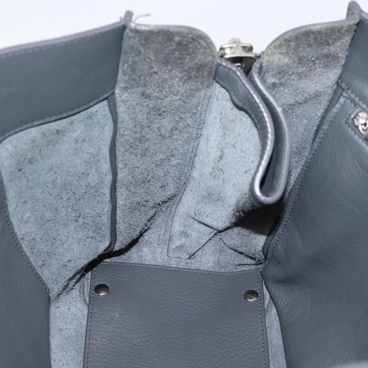 BALENCIAGA Paper B4 Hand Bag Leather Gray Silver 432596 Auth BA15802V
