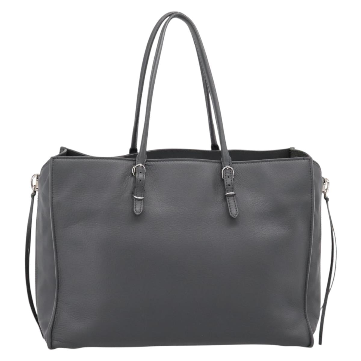 BALENCIAGA Paper B4 Hand Bag Leather Gray Silver 432596 Auth BA15802V