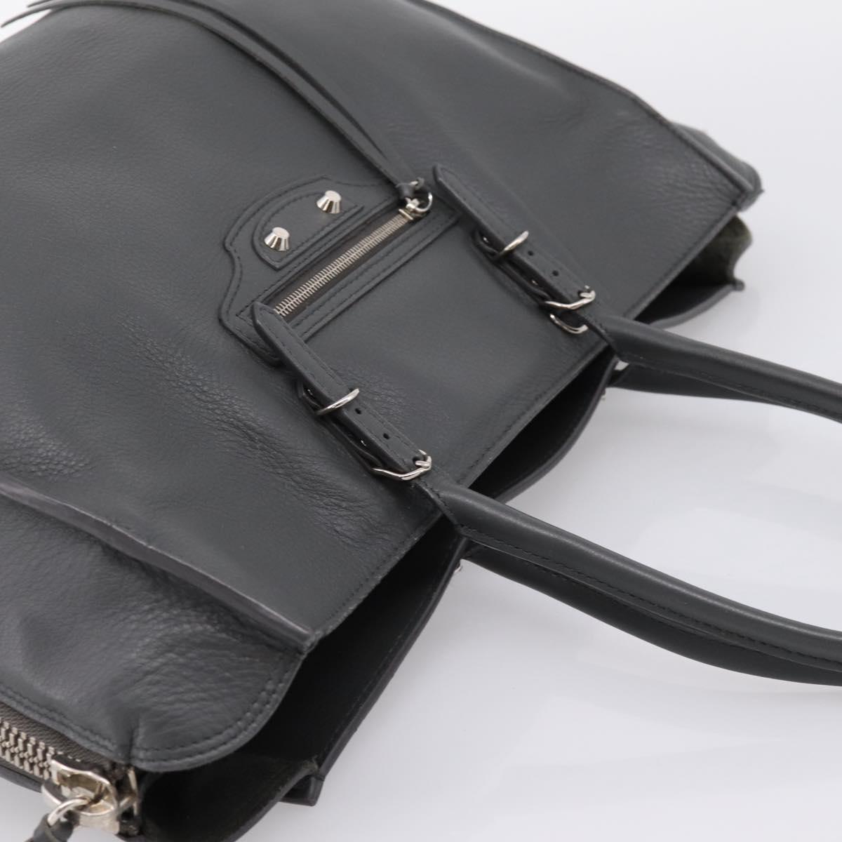 BALENCIAGA Paper B4 Hand Bag Leather Gray Silver 432596 Auth BA15802V