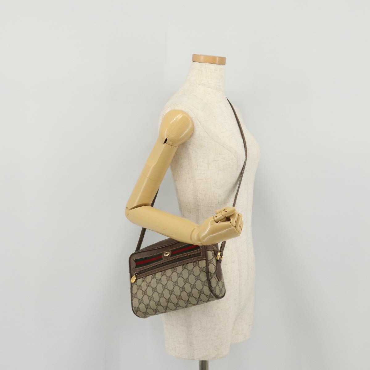 GUCCI GG Supreme Web Sherry Line Shoulder Bag PVC Beige 56 02 087 Auth BA15803