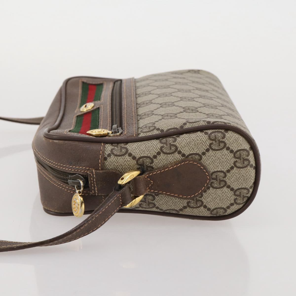 GUCCI GG Supreme Web Sherry Line Shoulder Bag PVC Beige 56 02 087 Auth BA15803