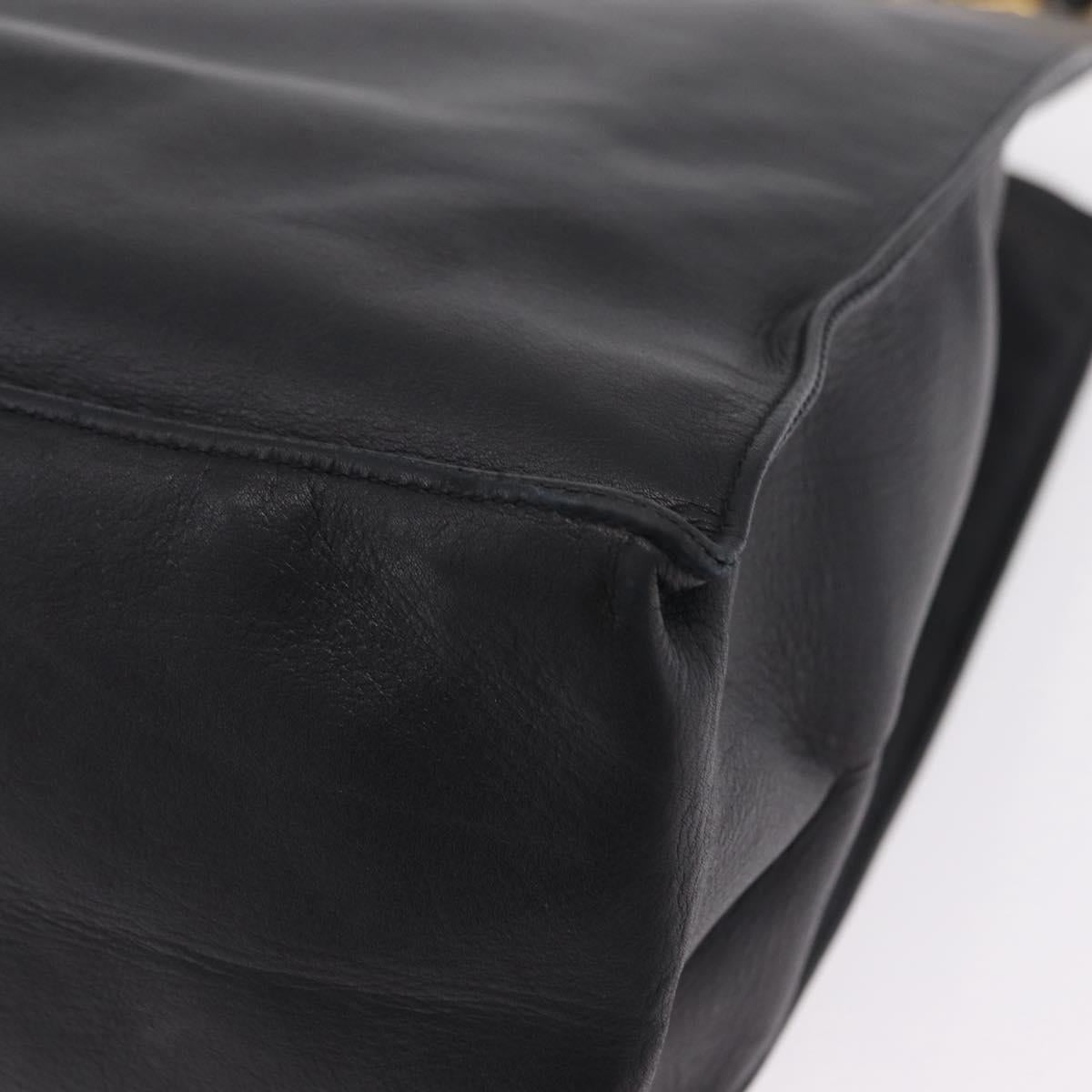 CHANEL Chain Big COCO Mark Tote Bag Lamb Skin Black Gold CC Auth BA15804V