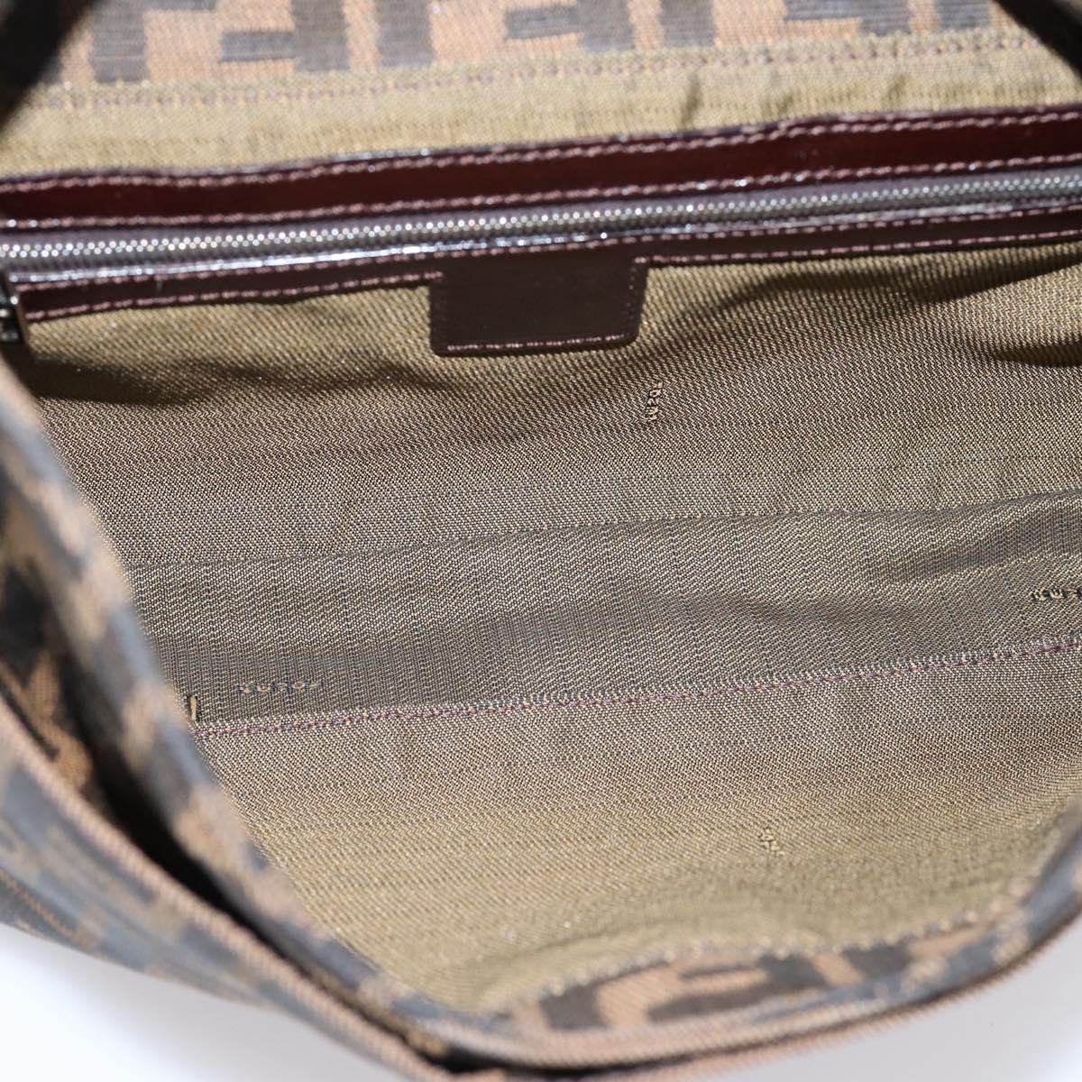 FENDI Zucca Canvas Mamma Baguette Shoulder Bag Black Brown Auth BA15806V