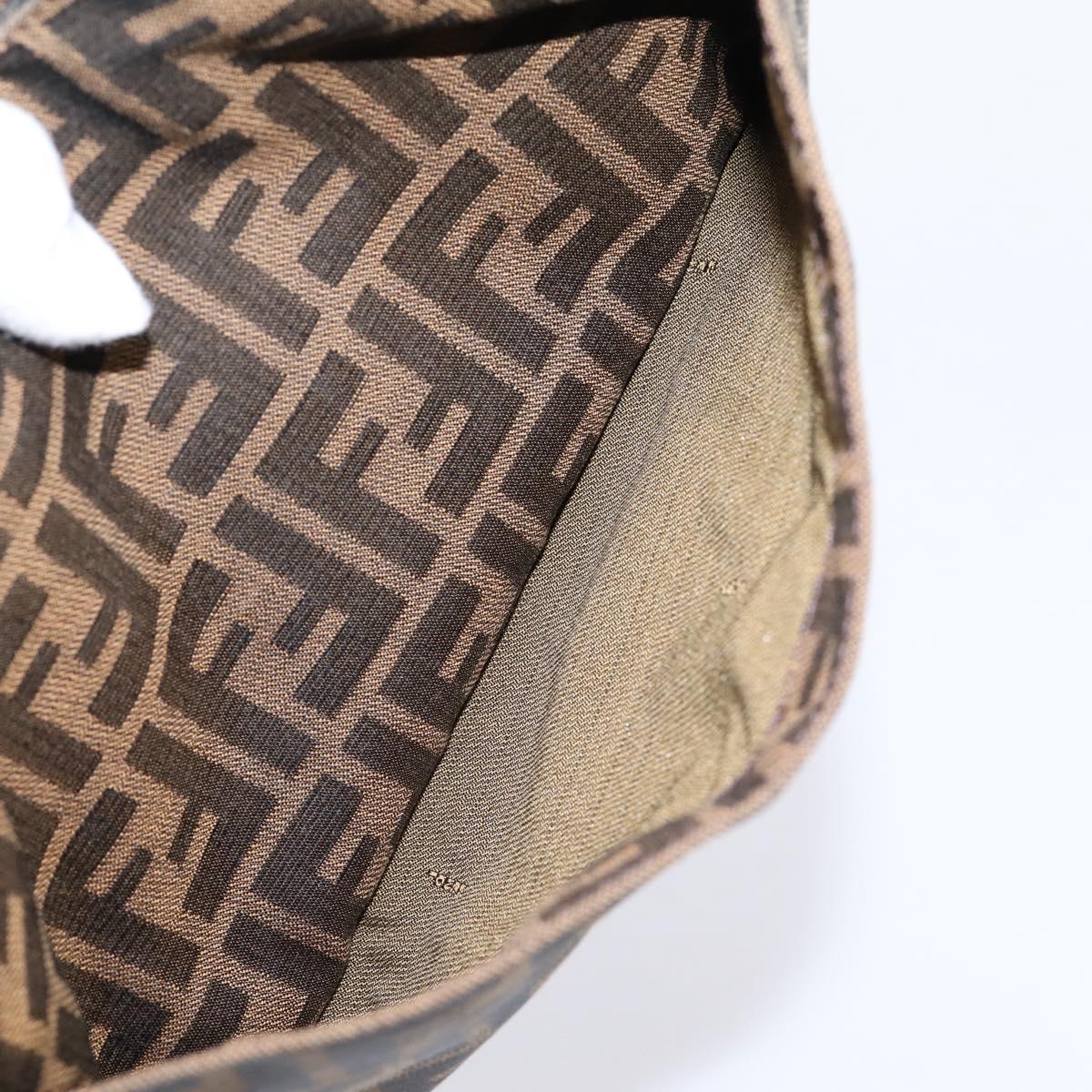FENDI Zucca Canvas Mamma Baguette Shoulder Bag Black Brown Auth BA15806V