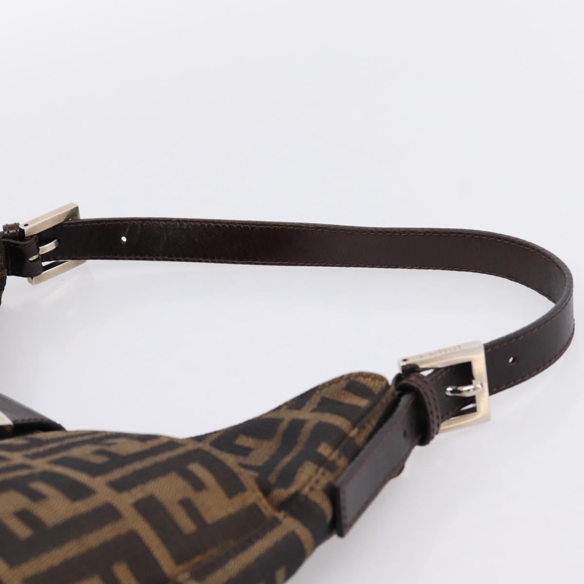 FENDI Zucca Canvas Mamma Baguette Shoulder Bag Black Brown Auth BA15806V