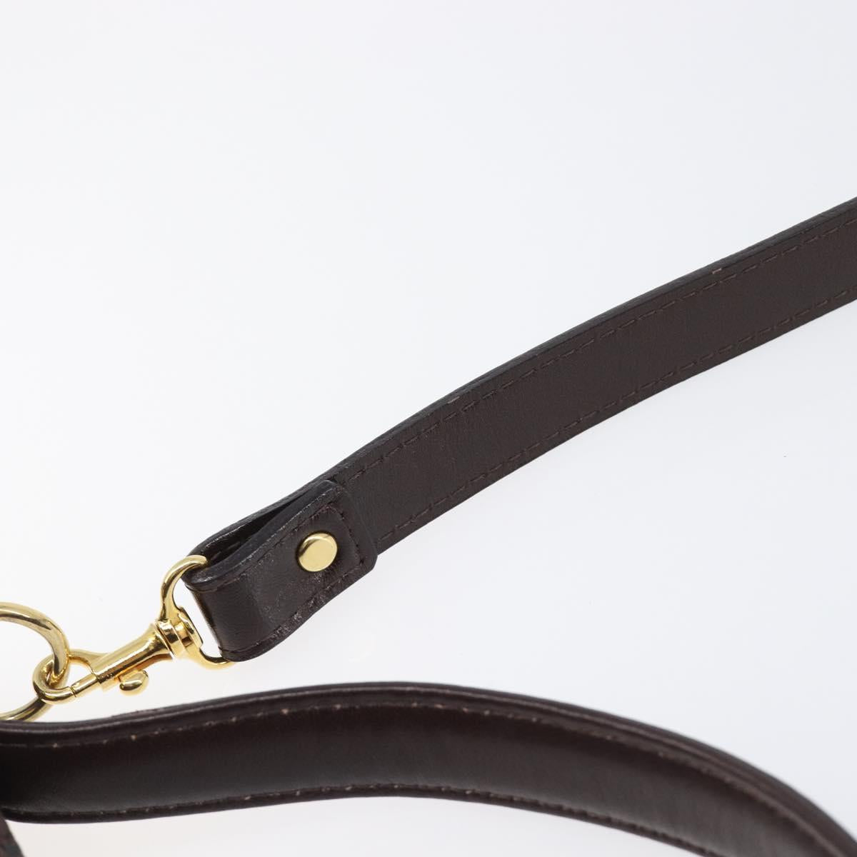 SAINT LAURENT Hand Bag PVC Canvas 2way Brown Gold Auth BA15808A