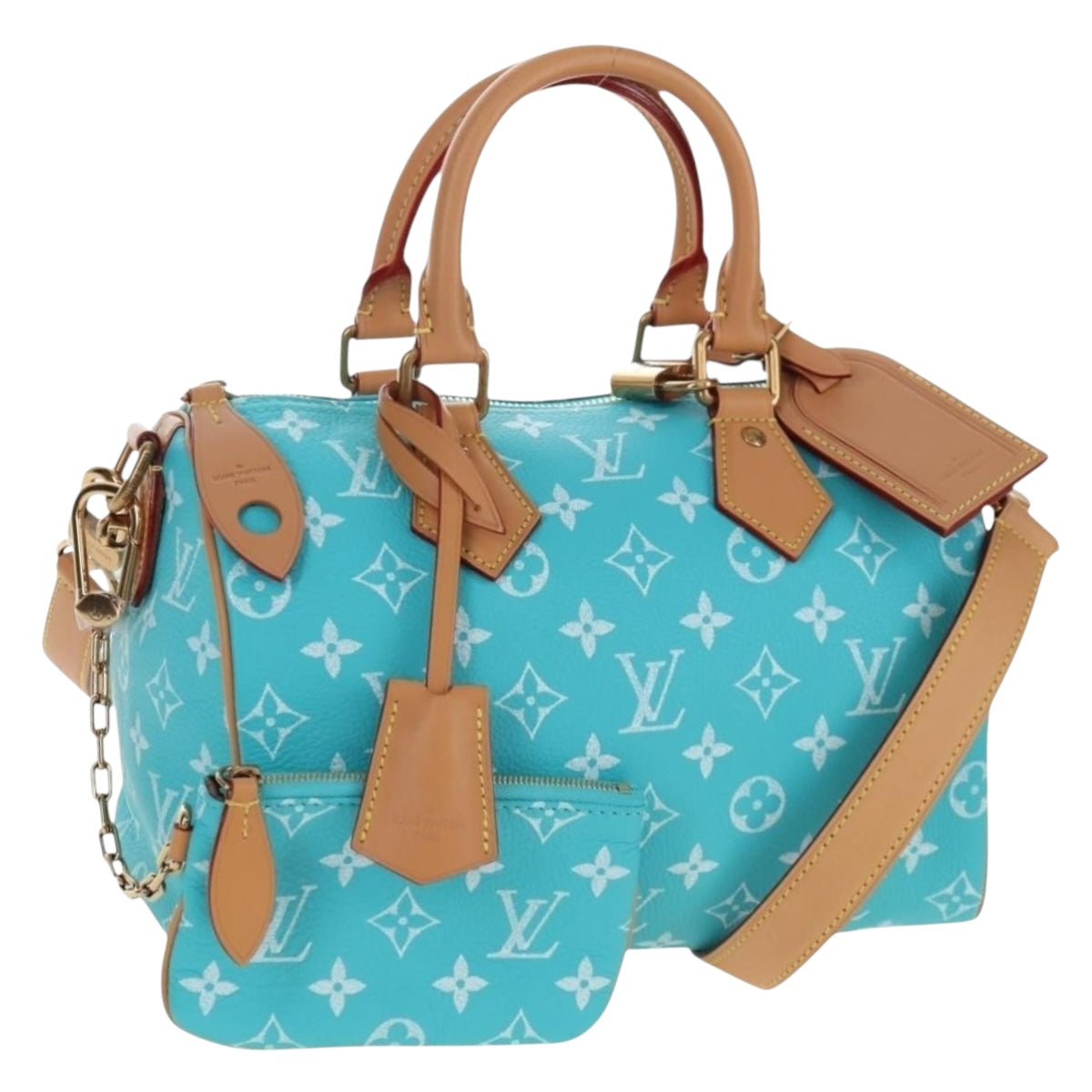 LOUIS VUITTON Speedy P9 Bandouliere 25 Bag Turquoise Blue M11561 Auth BA15809SM