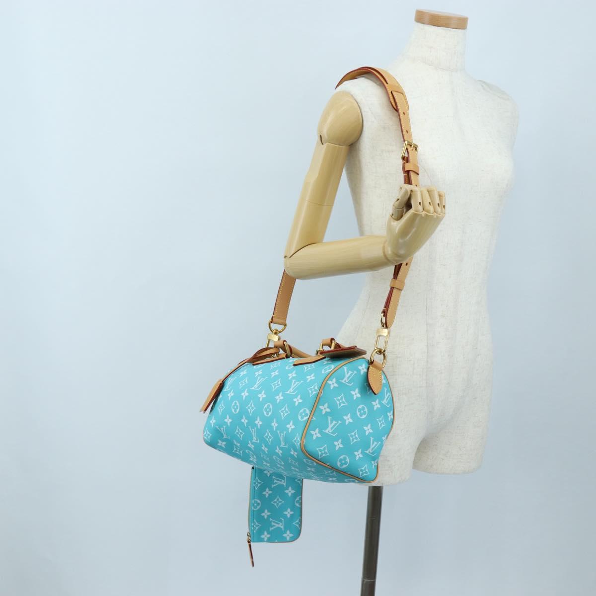 LOUIS VUITTON Speedy P9 Bandouliere 25 Bag Turquoise Blue M11561 Auth BA15809SM