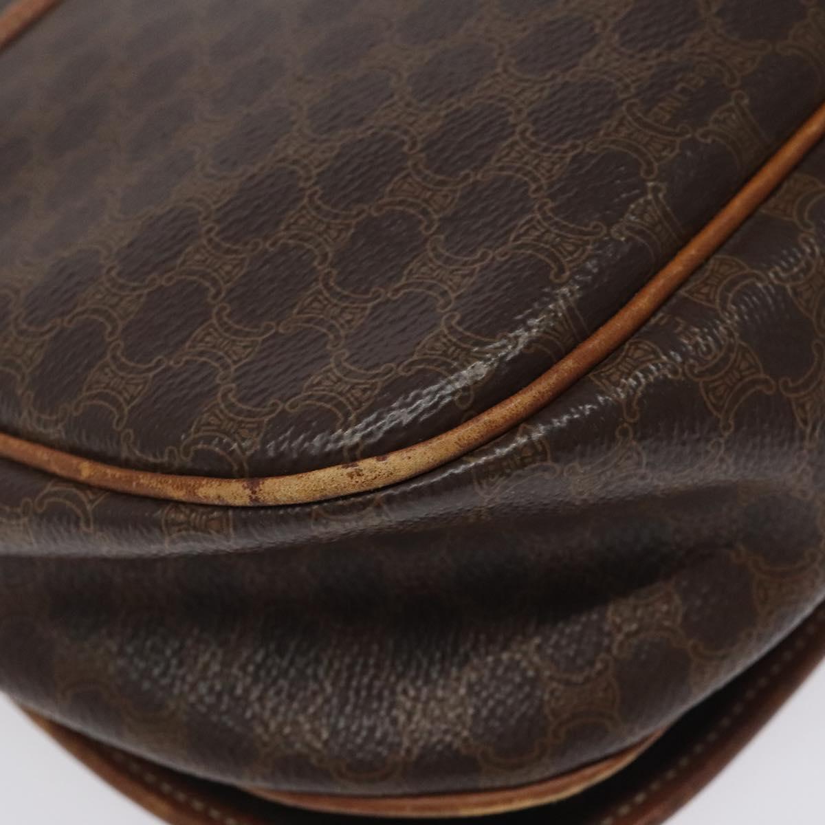 CELINE Macadam Canvas Shoulder Bag PVC Leather Brown Gold Auth BA1581