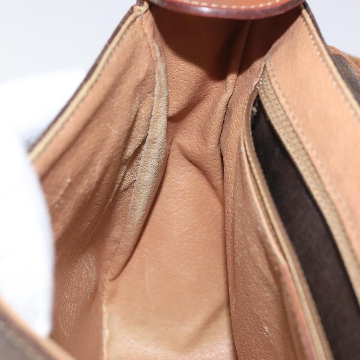 CELINE Macadam Canvas Shoulder Bag PVC Leather Brown Gold Auth BA1581