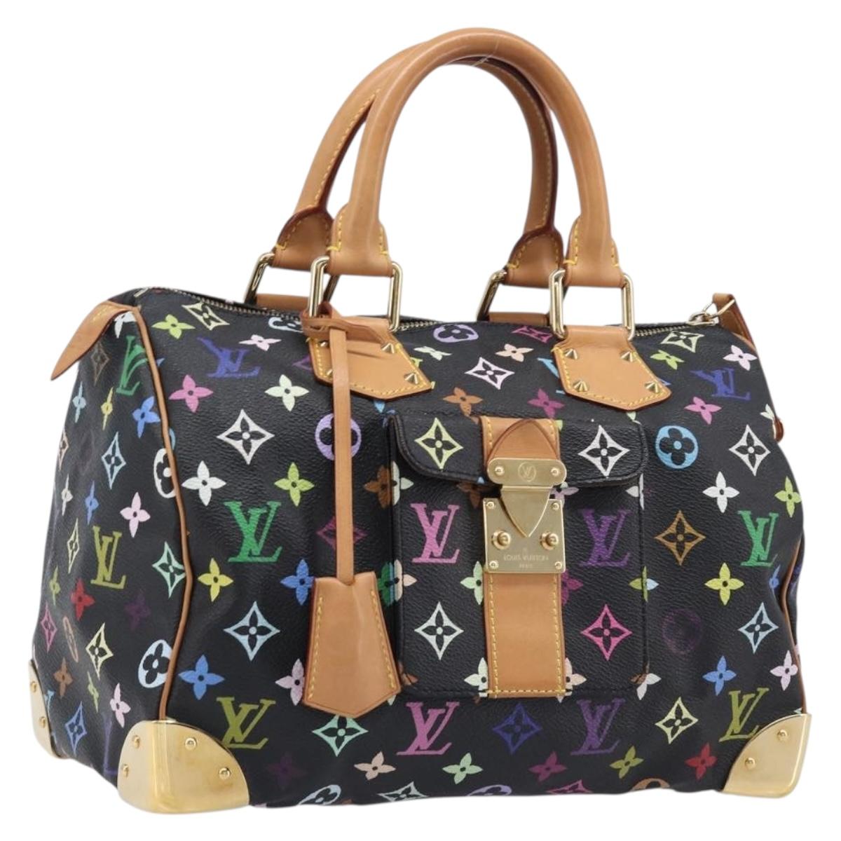 LOUIS VUITTON Monogram Multicolor Speedy 30 Hand Bag Black M92642 Auth BA15811V