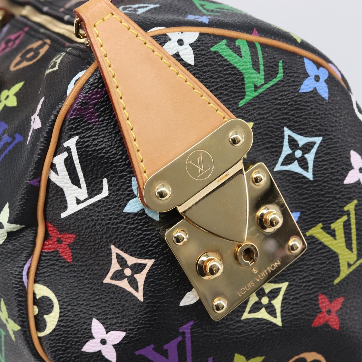 LOUIS VUITTON Monogram Multicolor Speedy 30 Hand Bag Black M92642 Auth BA15811V