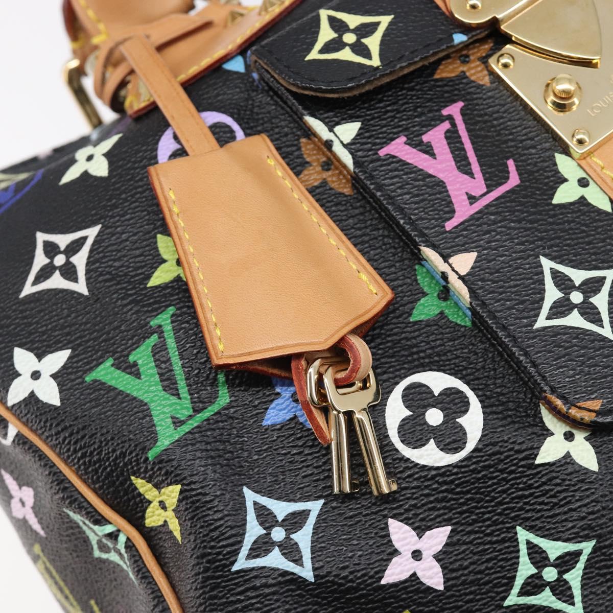 LOUIS VUITTON Monogram Multicolor Speedy 30 Hand Bag Black M92642 Auth BA15811V