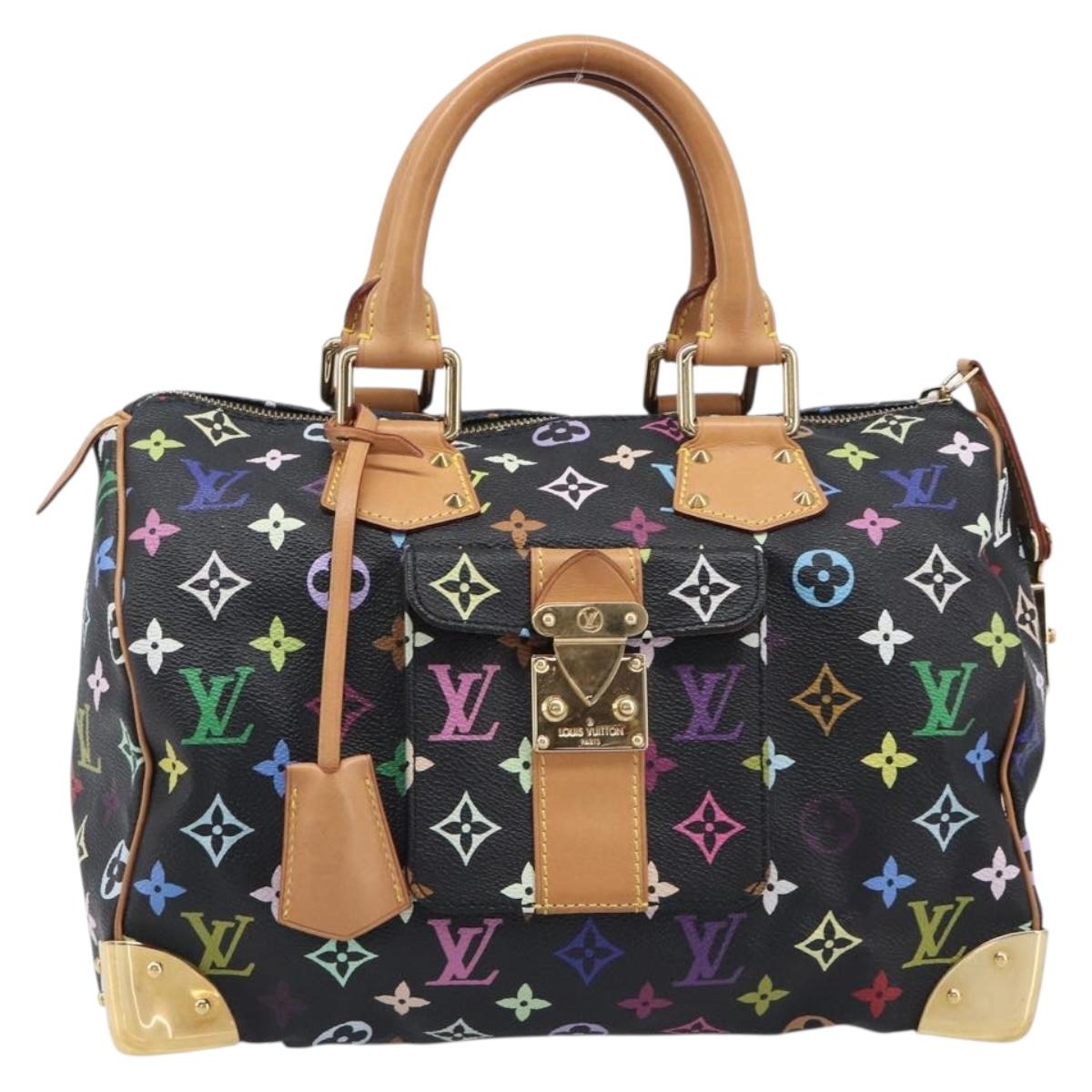 LOUIS VUITTON Monogram Multicolor Speedy 30 Hand Bag Black M92642 Auth BA15811V