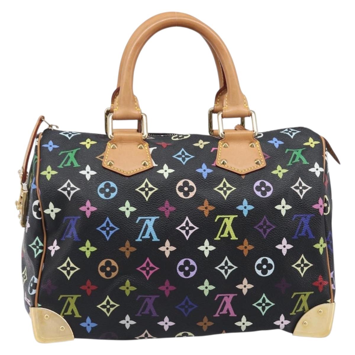 LOUIS VUITTON Monogram Multicolor Speedy 30 Hand Bag Black M92642 Auth BA15811V